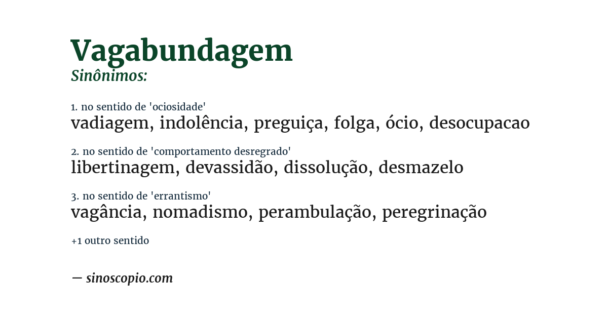 Sinônimo de vagabundagem