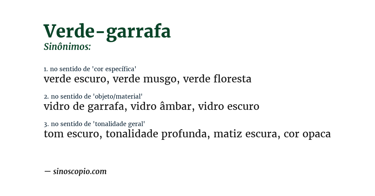 Sinônimo de verde-garrafa