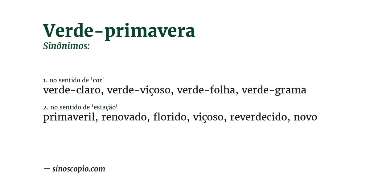 Sinônimo de verde-primavera
