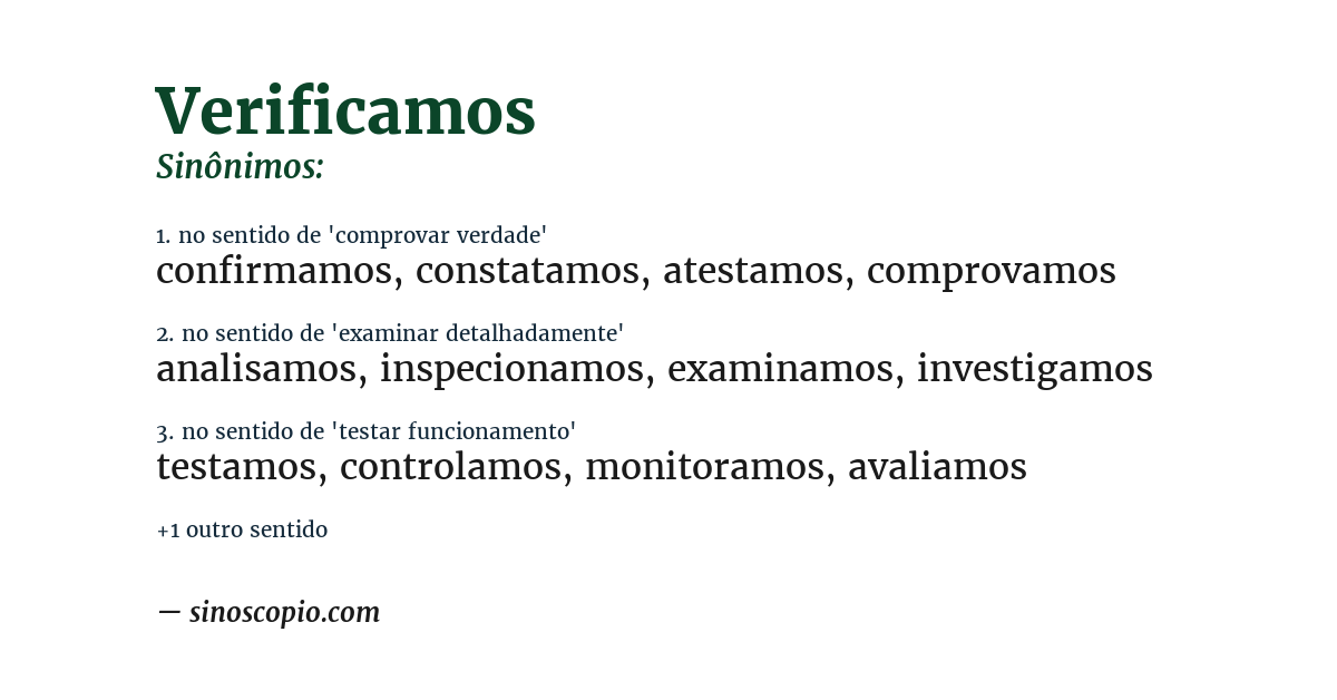 Sinônimo de verificamos