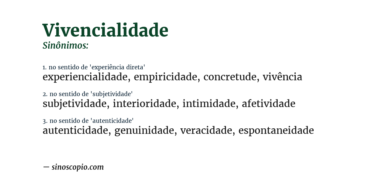 Sinônimo de vivencialidade
