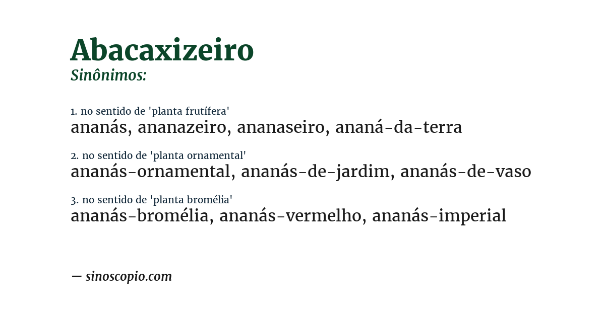 Sinônimo de abacaxizeiro