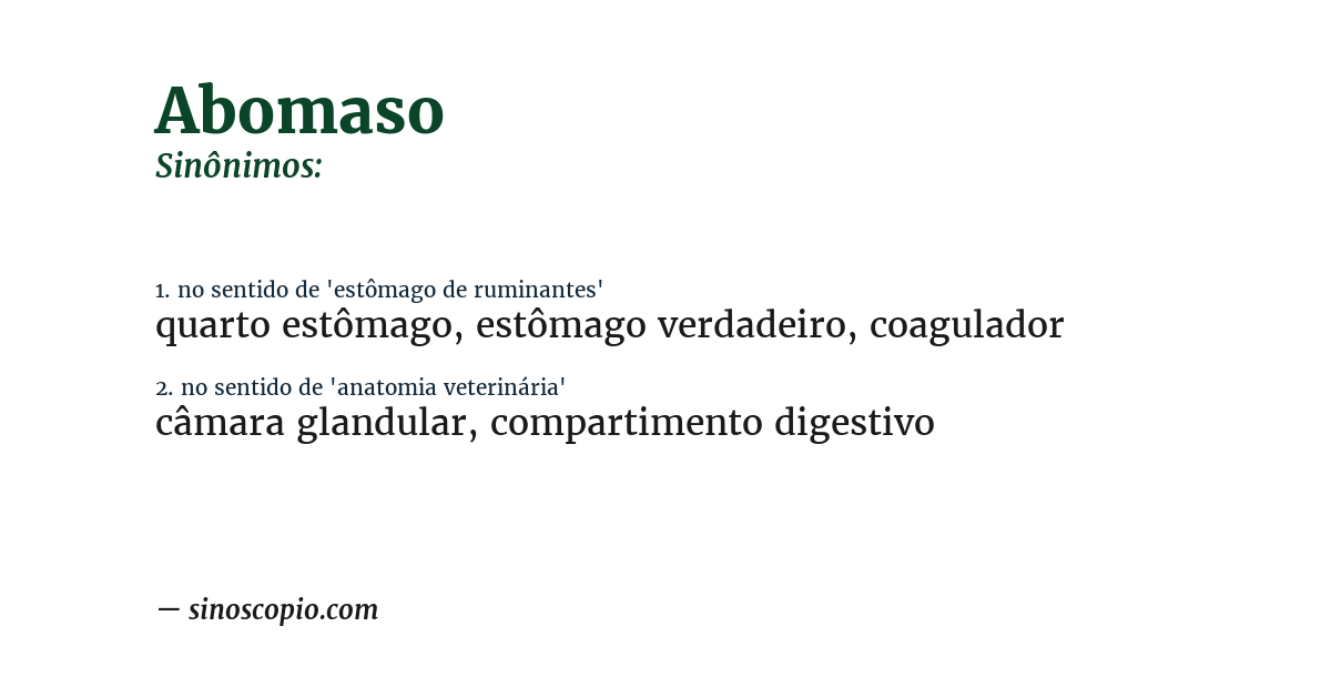 Sinônimo de abomaso