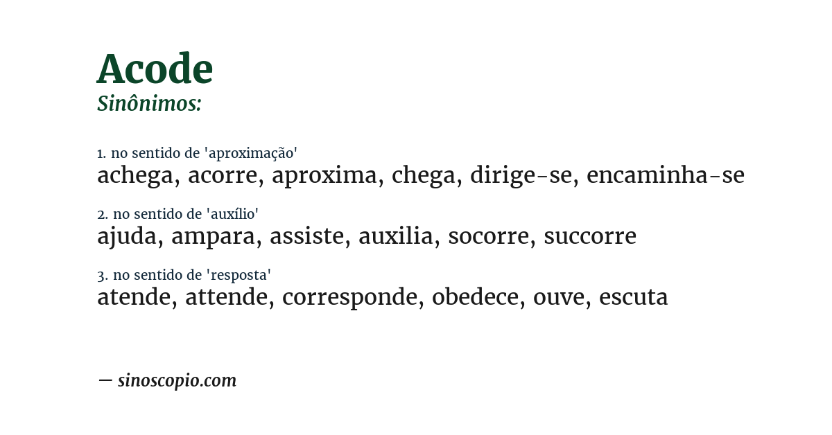 Sinônimo de acode