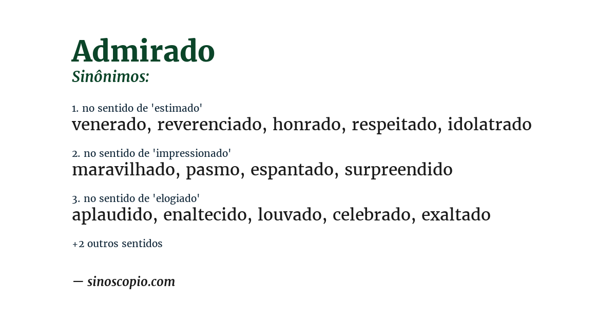 Sinônimo de admirado