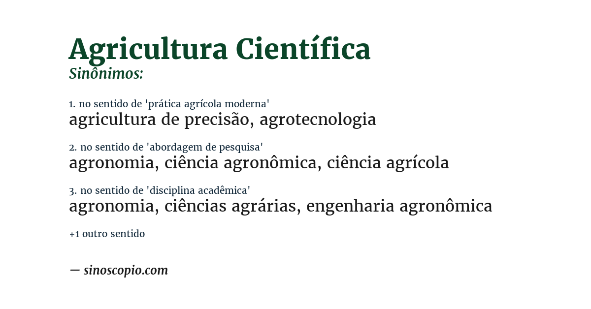 Sinônimo de agricultura científica