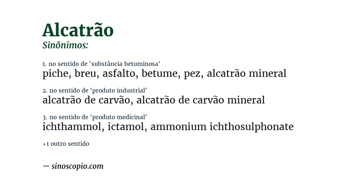 Sinônimo de alcatrão