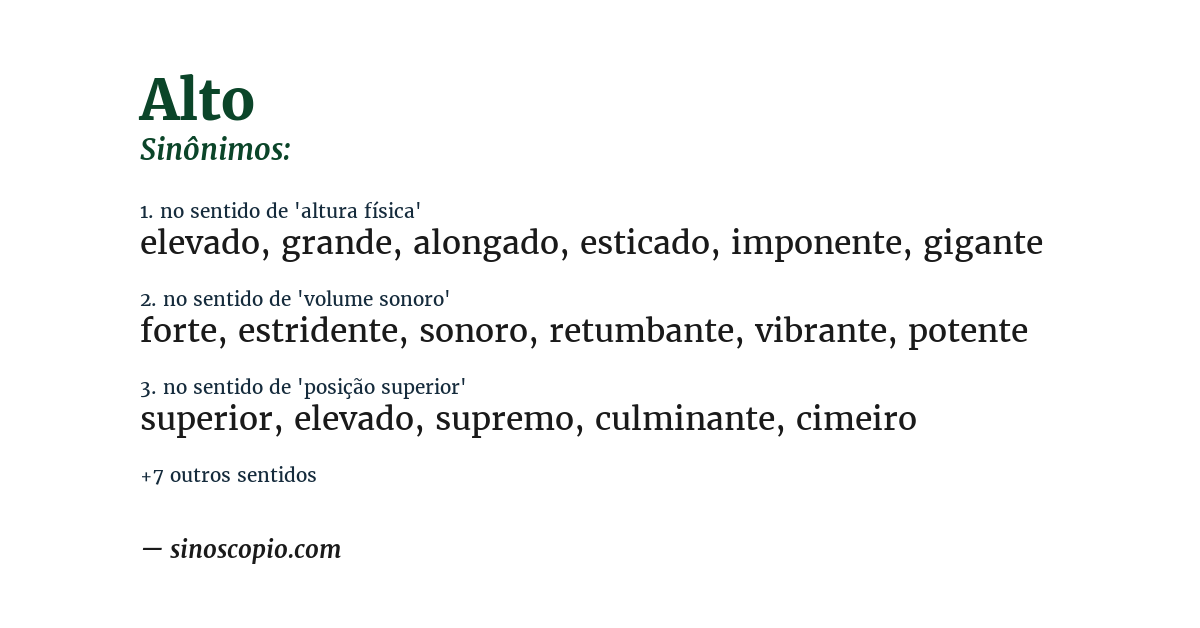 Sinônimo de alto