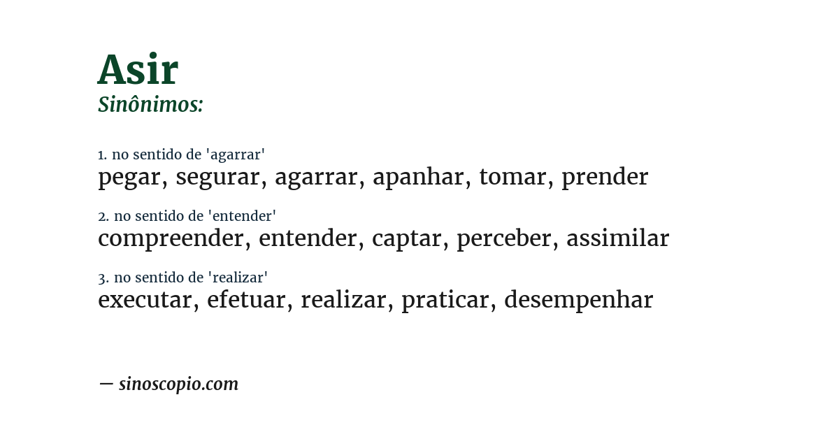 Sinônimo de asir