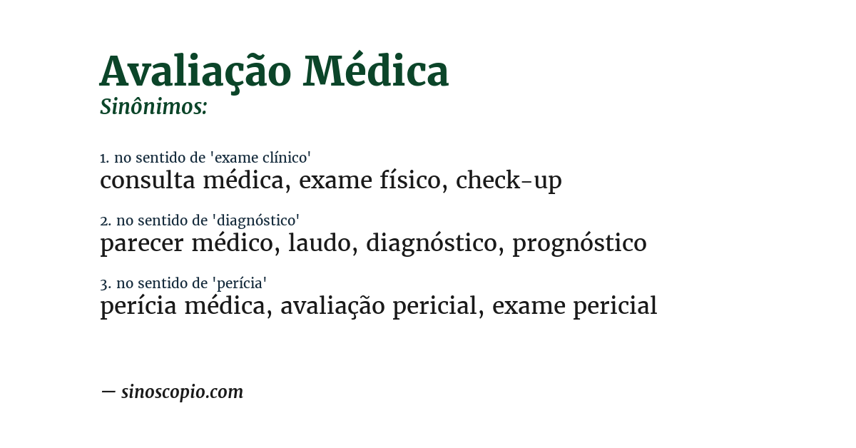 Sinônimo de avaliação médica