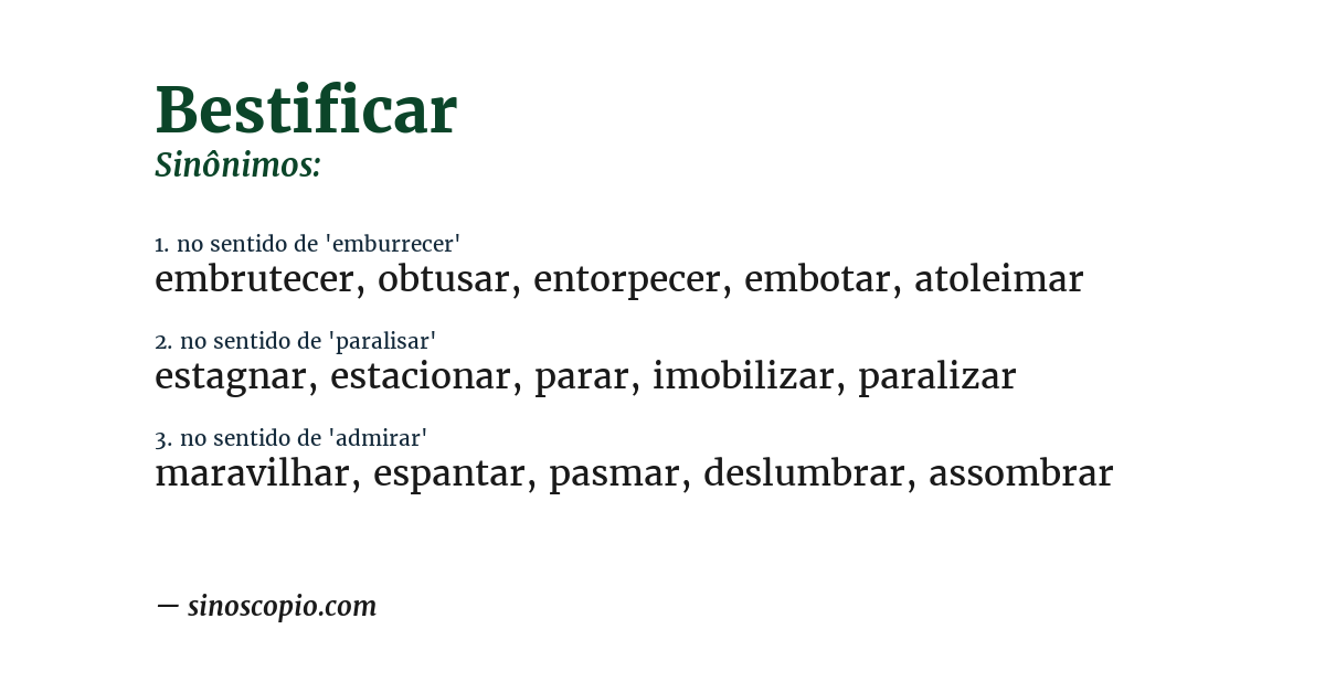 Sinônimo de bestificar