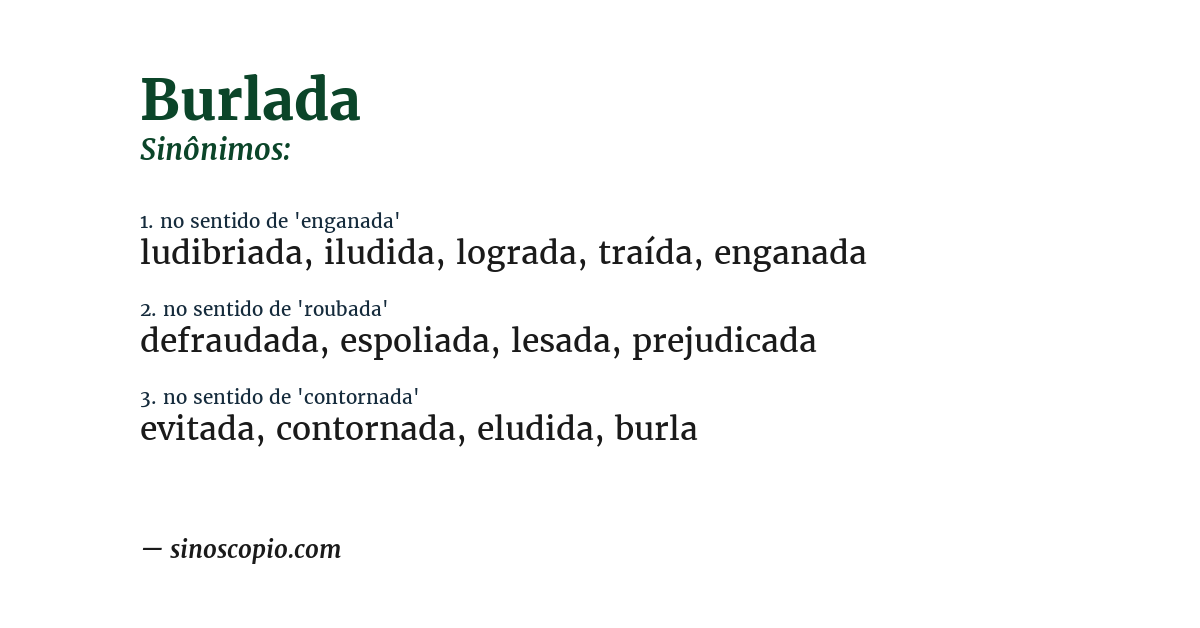Sinônimo de burlada