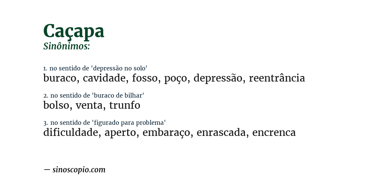 Sinônimo de caçapa