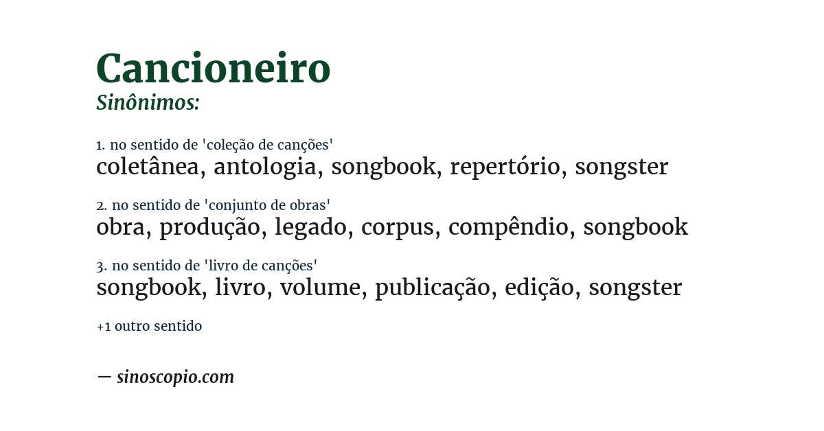 Sinônimo de cancioneiro