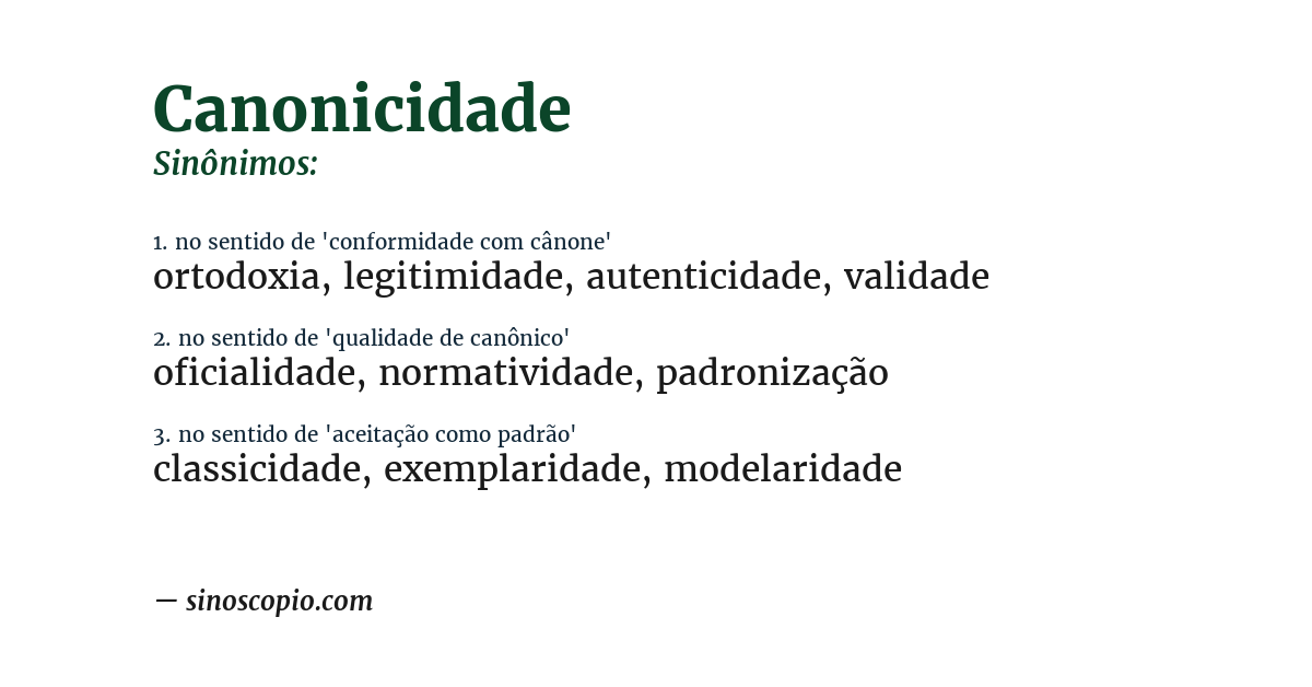 Sinônimo de canonicidade