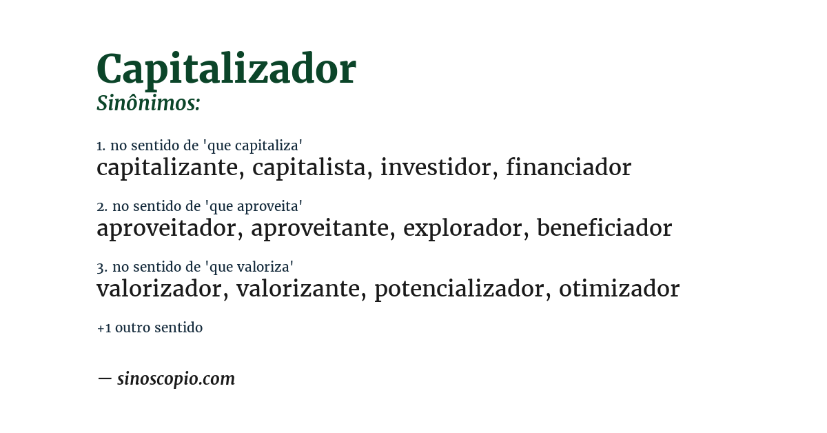 Sinônimo de capitalizador
