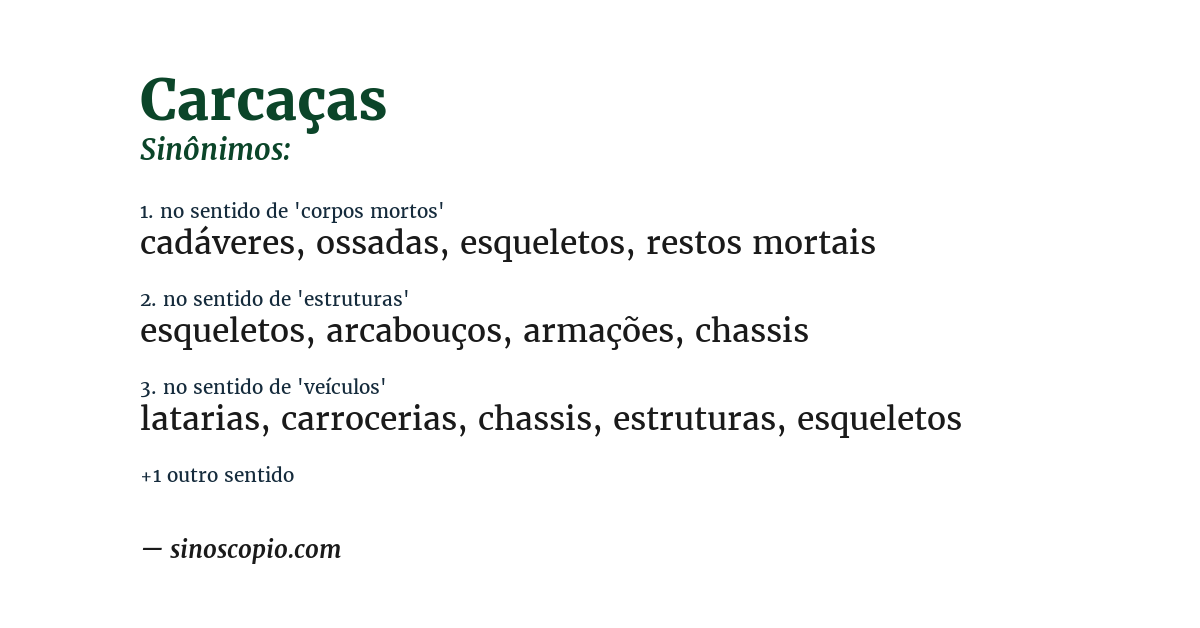Sinônimo de carcaças