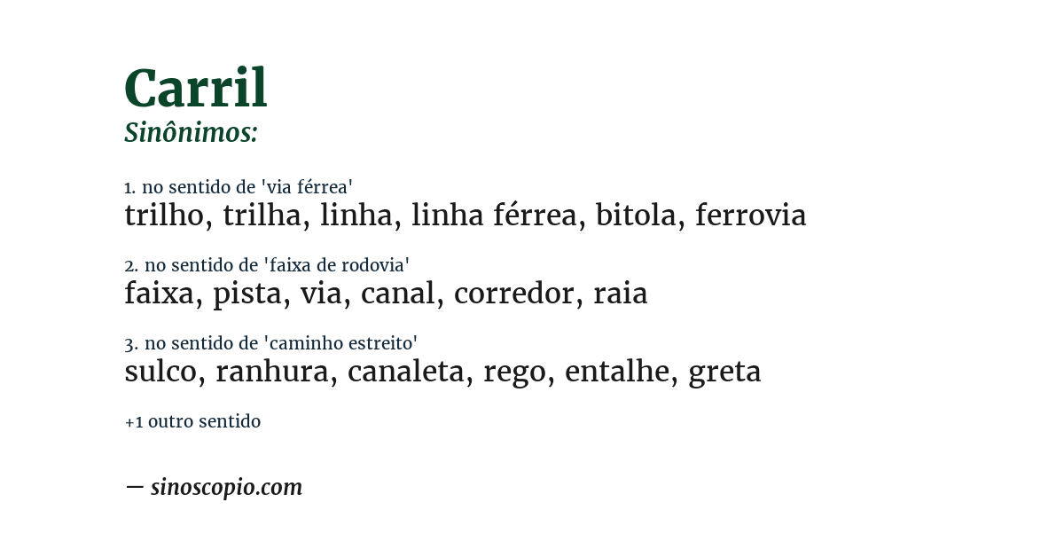 Sinônimo de carril