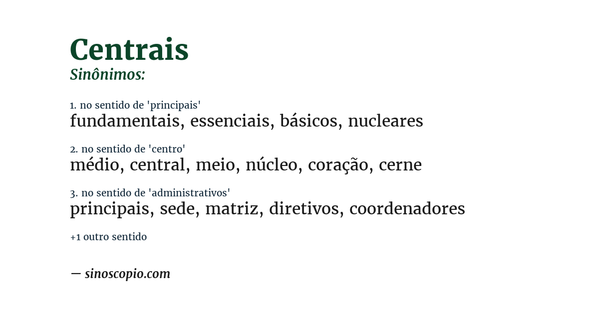 Sinônimo de centrais