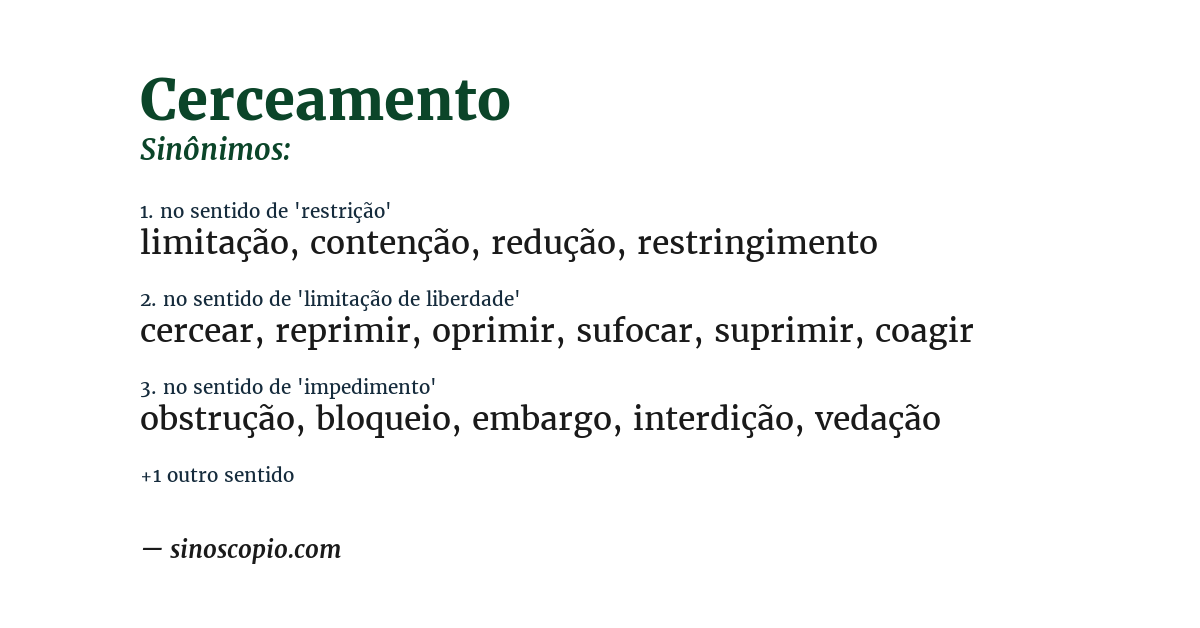Sinônimo de cerceamento