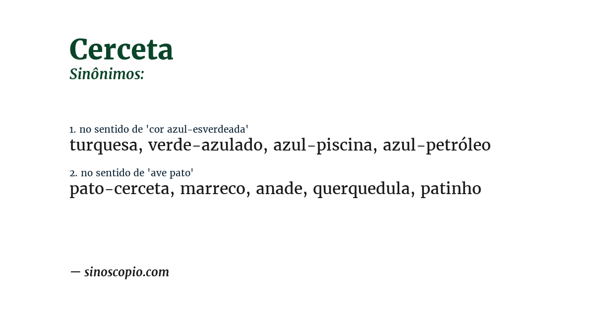 Sinônimo de cerceta