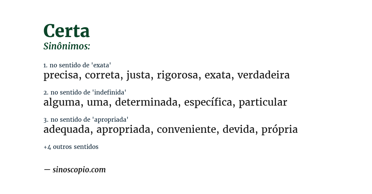 Sinônimo de certa