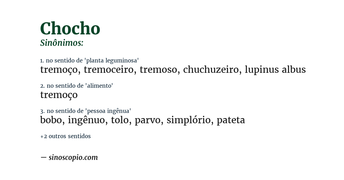 Sinônimo de chocho