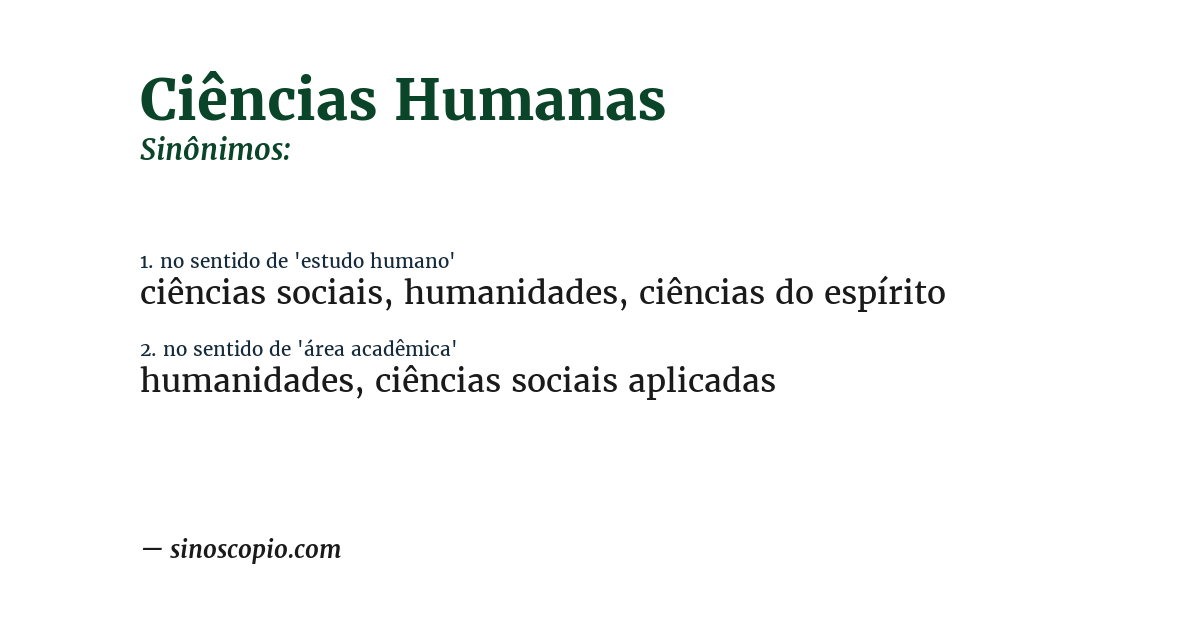 Sinônimo de ciências humanas