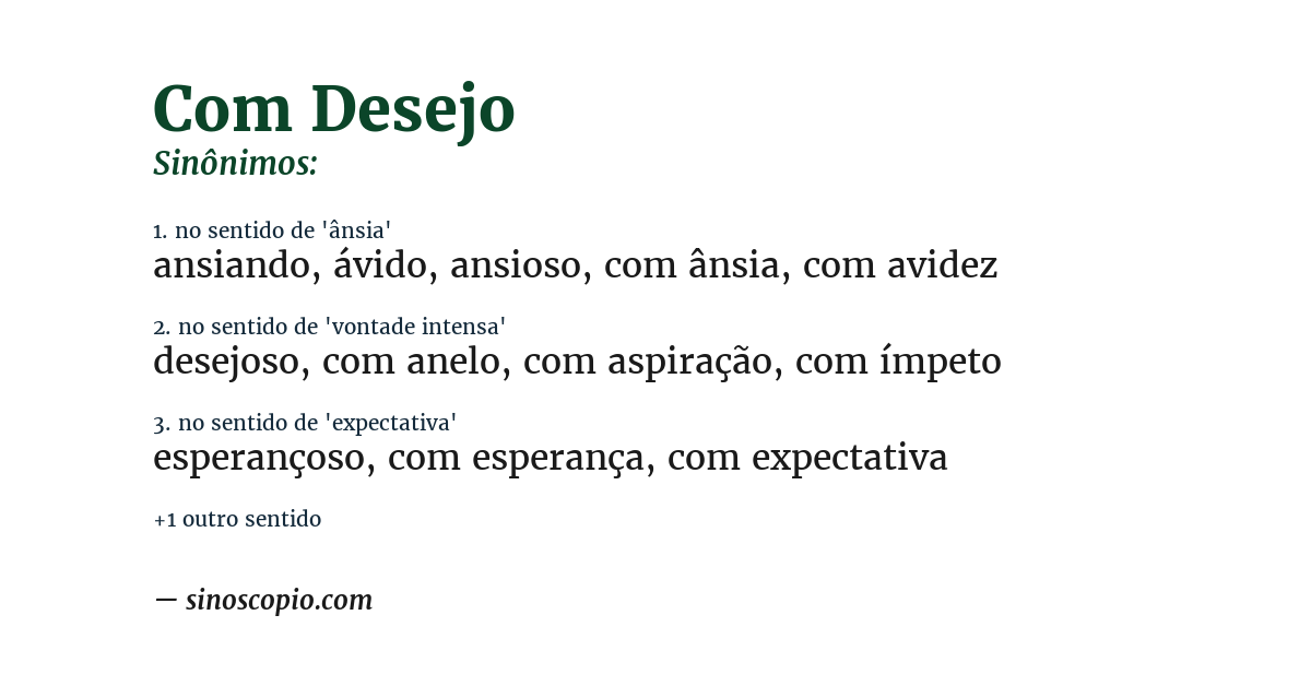 Sinônimo de com desejo