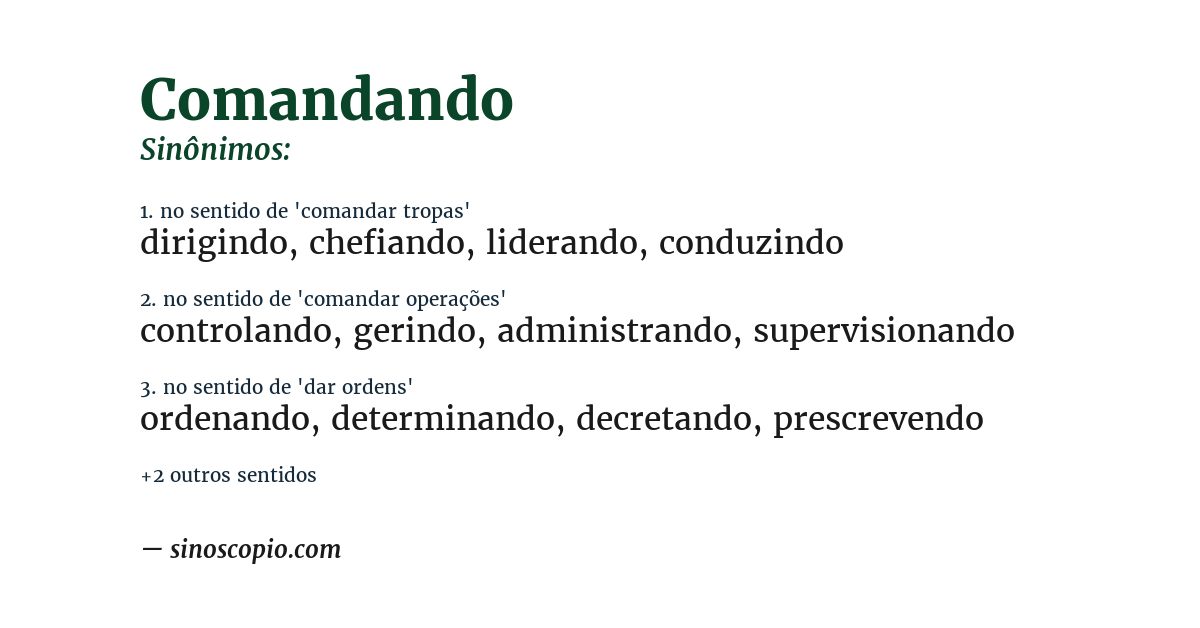 Sinônimo de comandando