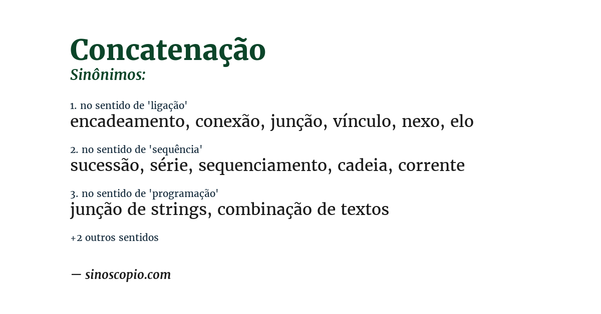 Sinônimo de concatenação