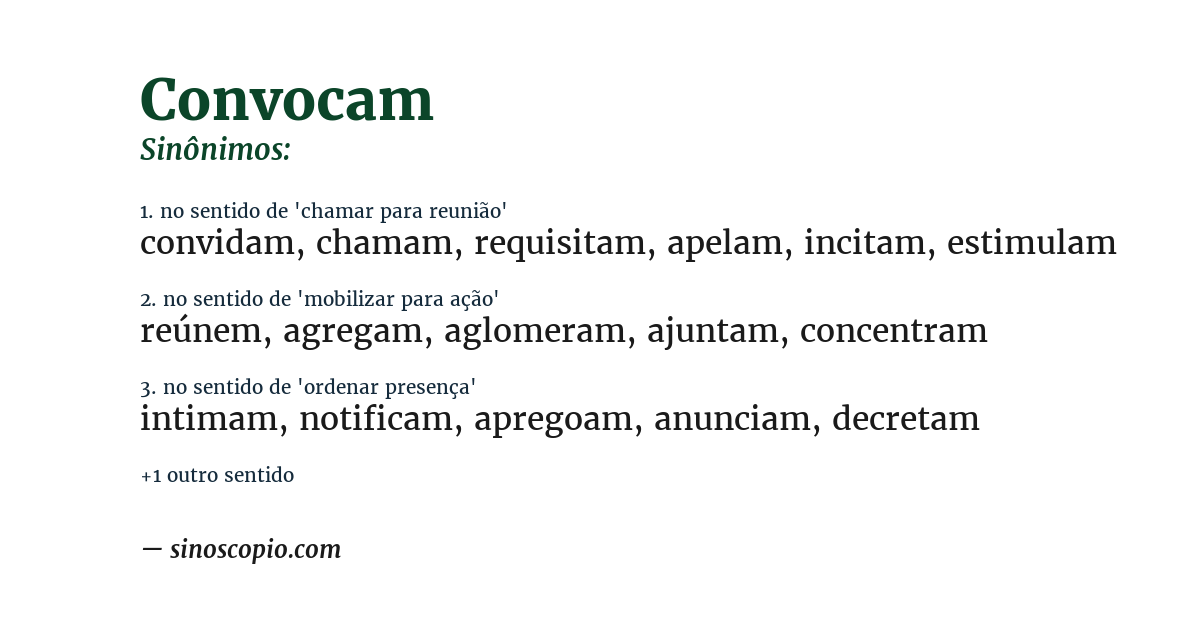 Sinônimo de convocam