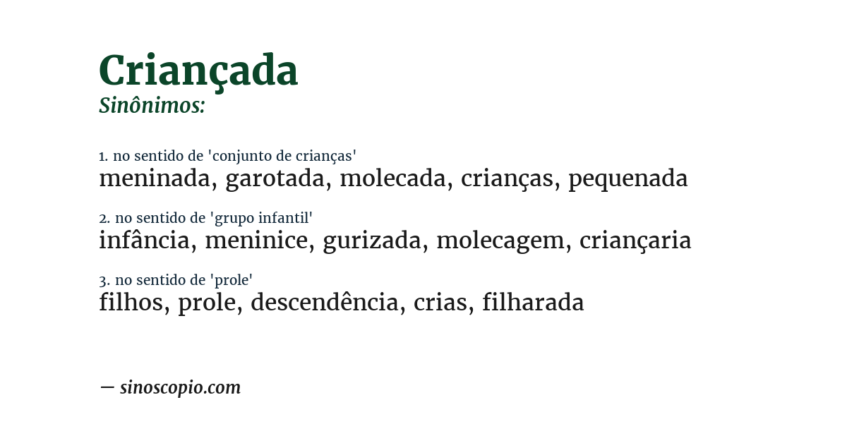 Sinônimo de criançada