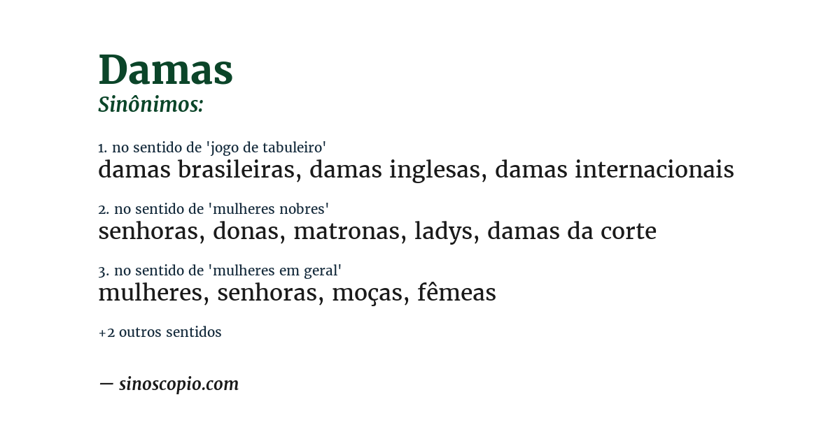 Sinônimo de damas