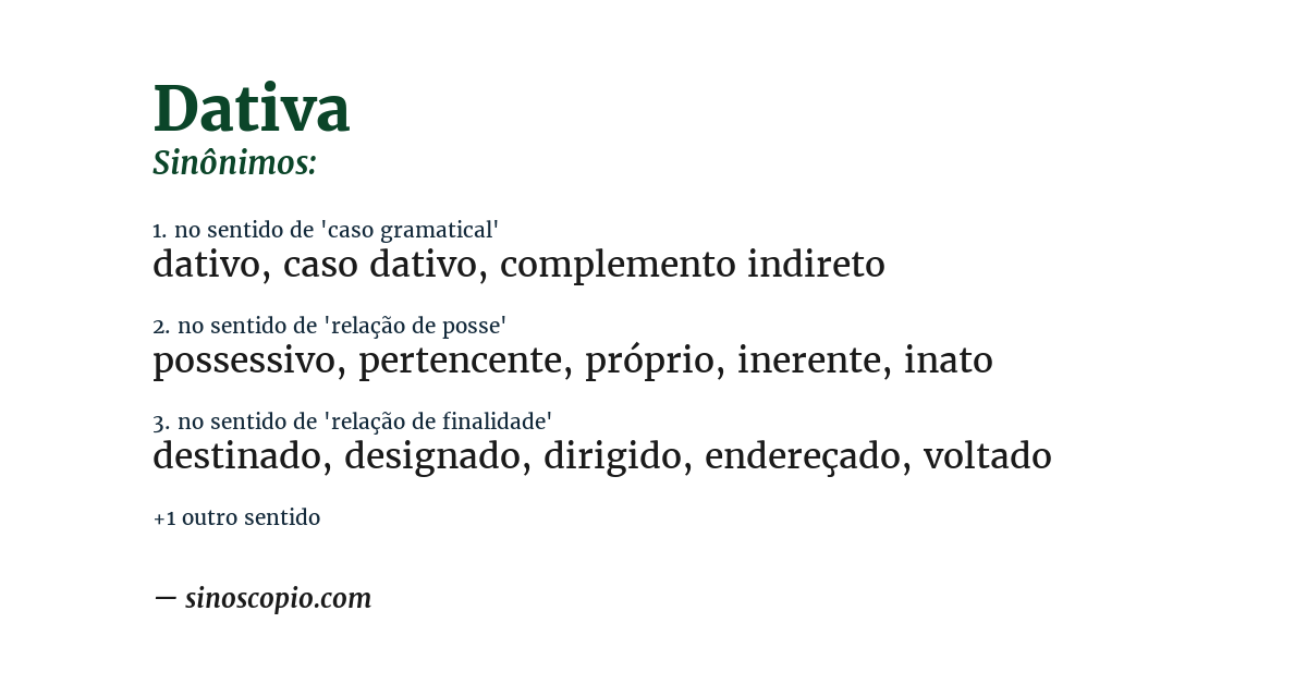 Sinônimo de dativa
