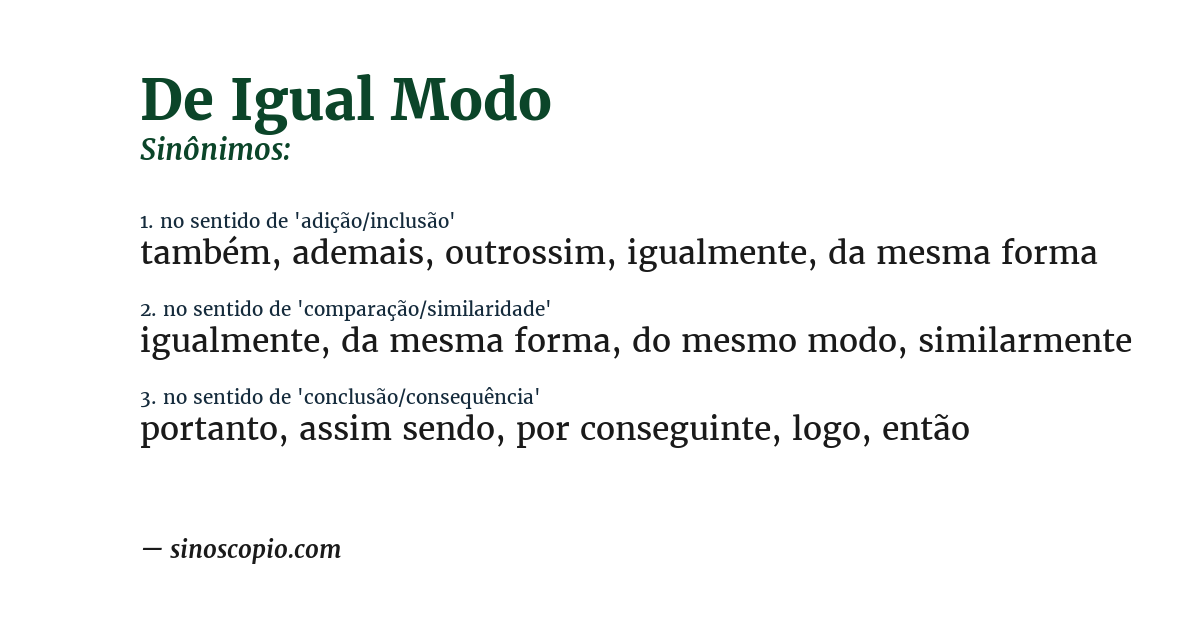 Sinônimo de de igual modo