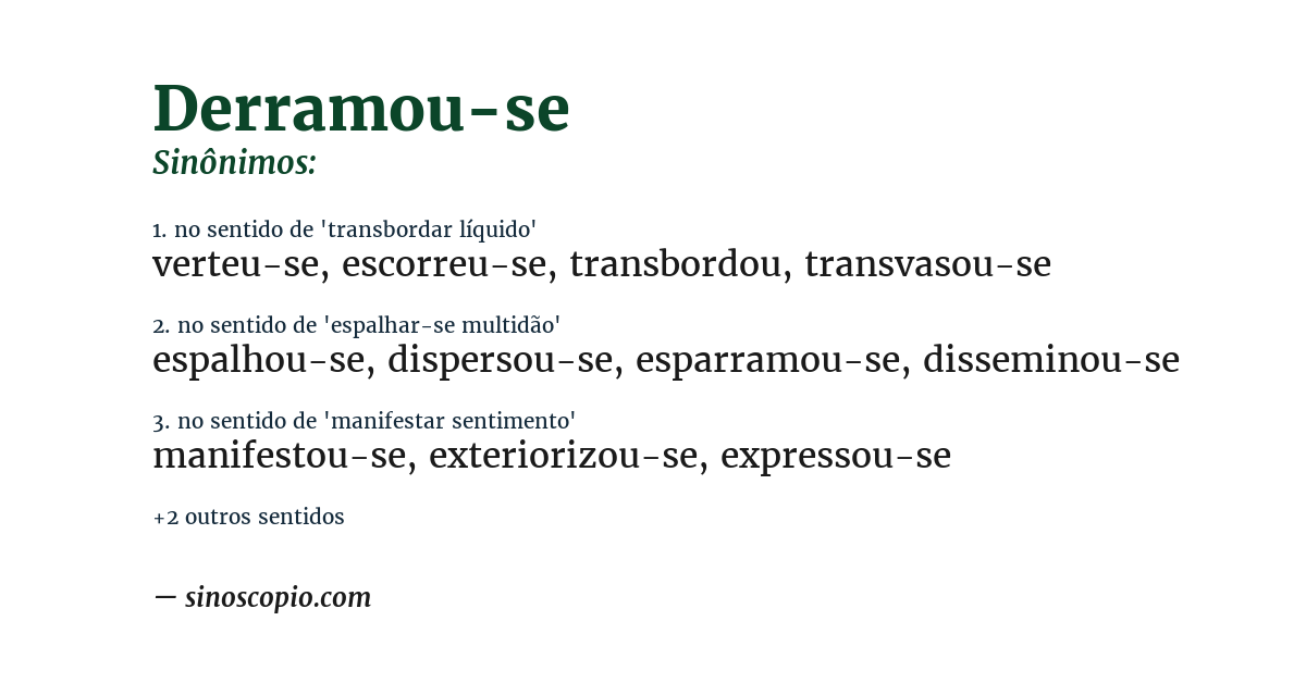 Sinônimo de derramou-se