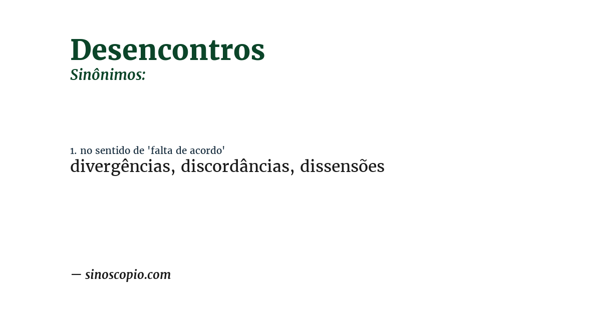 Sinônimo de desencontros