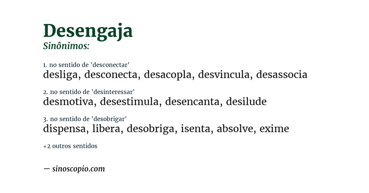 Sinônimo de desengaja
