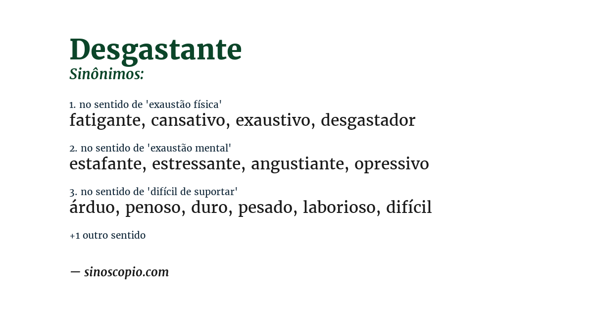 Sinônimo de desgastante