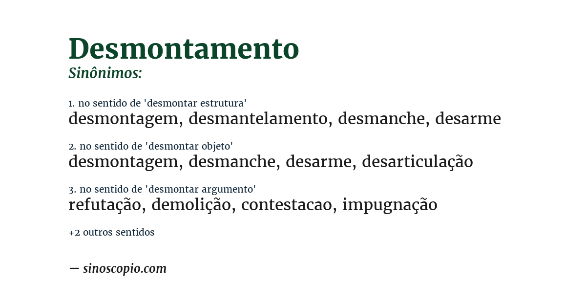 Sinônimo de desmontamento