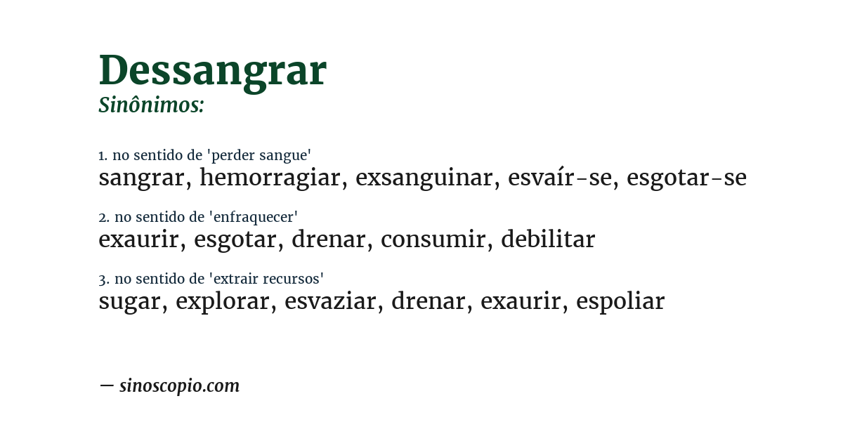 Sinônimo de dessangrar