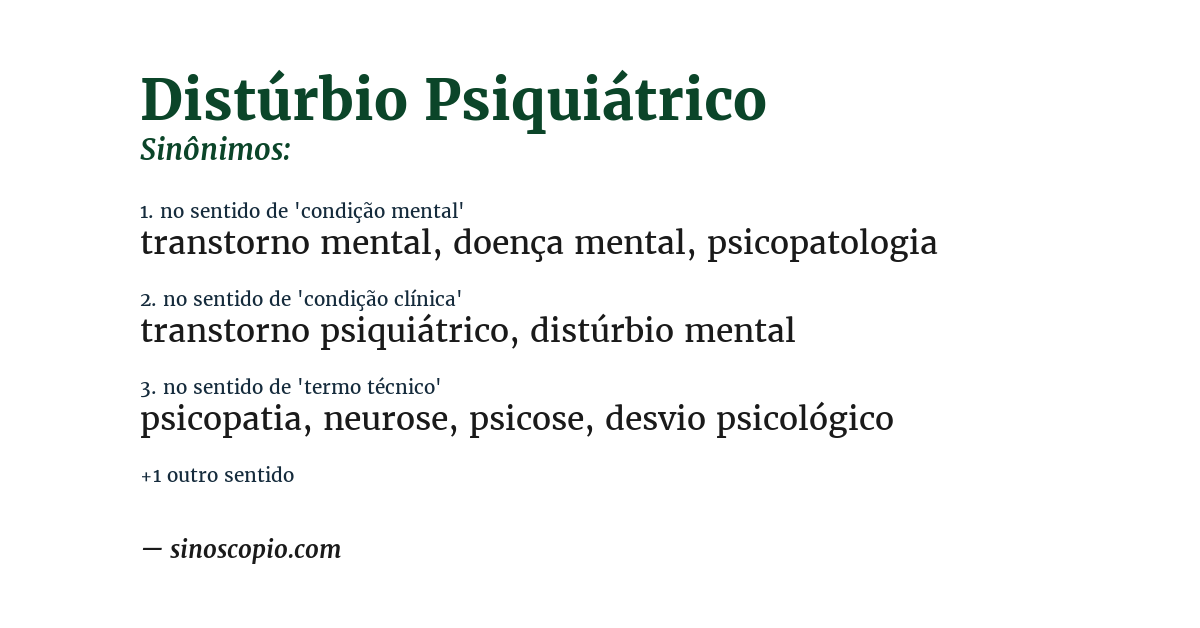 Sinônimo de distúrbio psiquiátrico