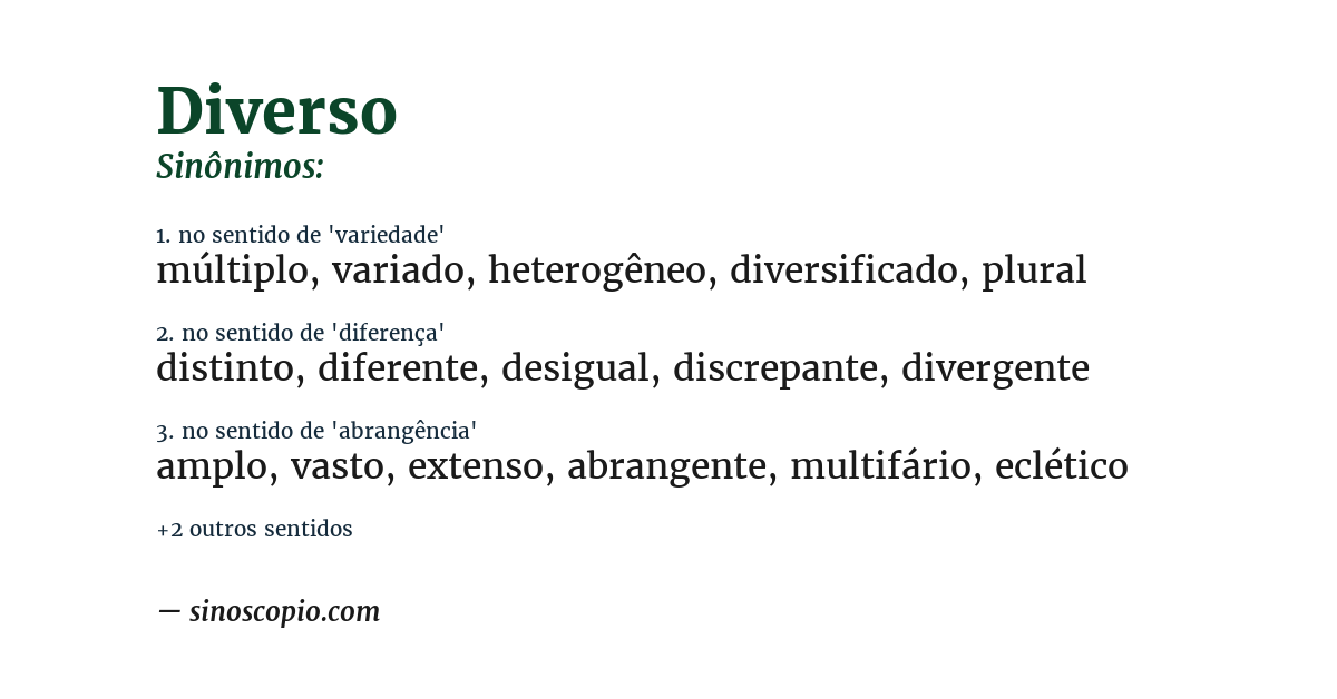 Sinônimo de diverso