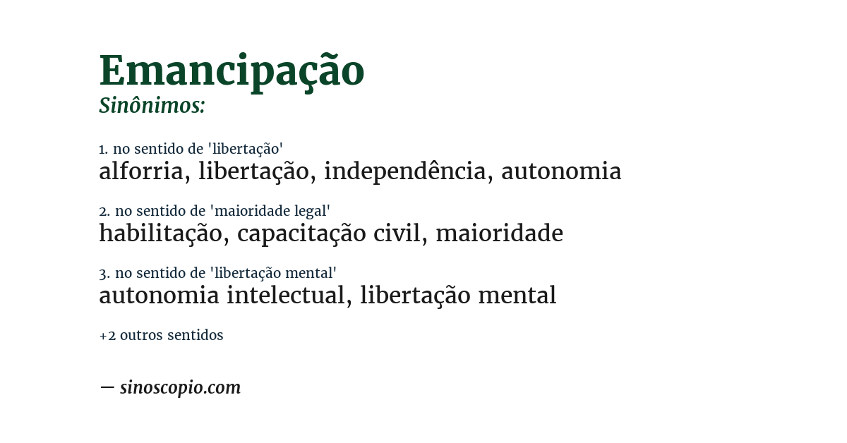 Sinônimo de emancipação