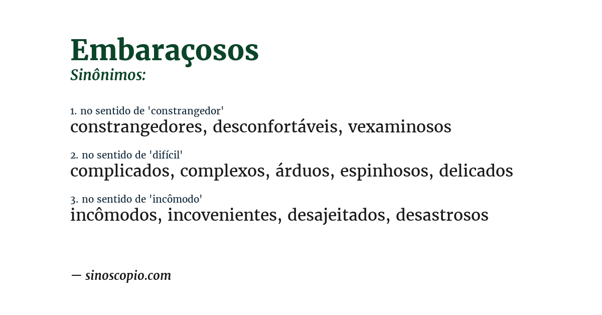Sinônimo de embaraçosos