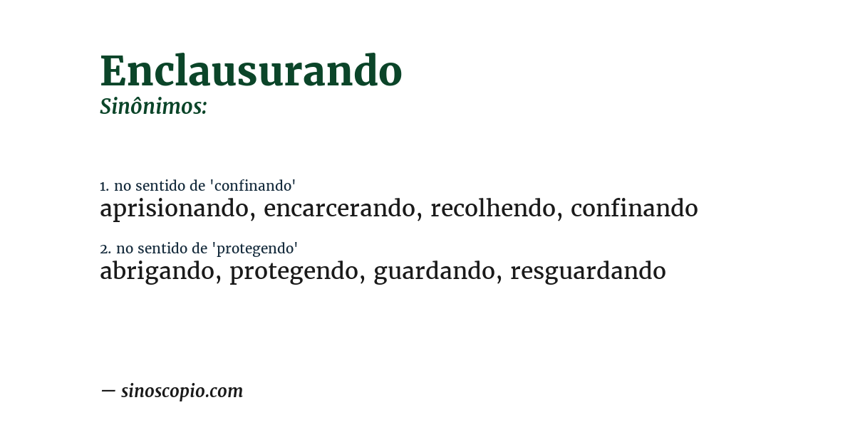 Sinônimo de enclausurando