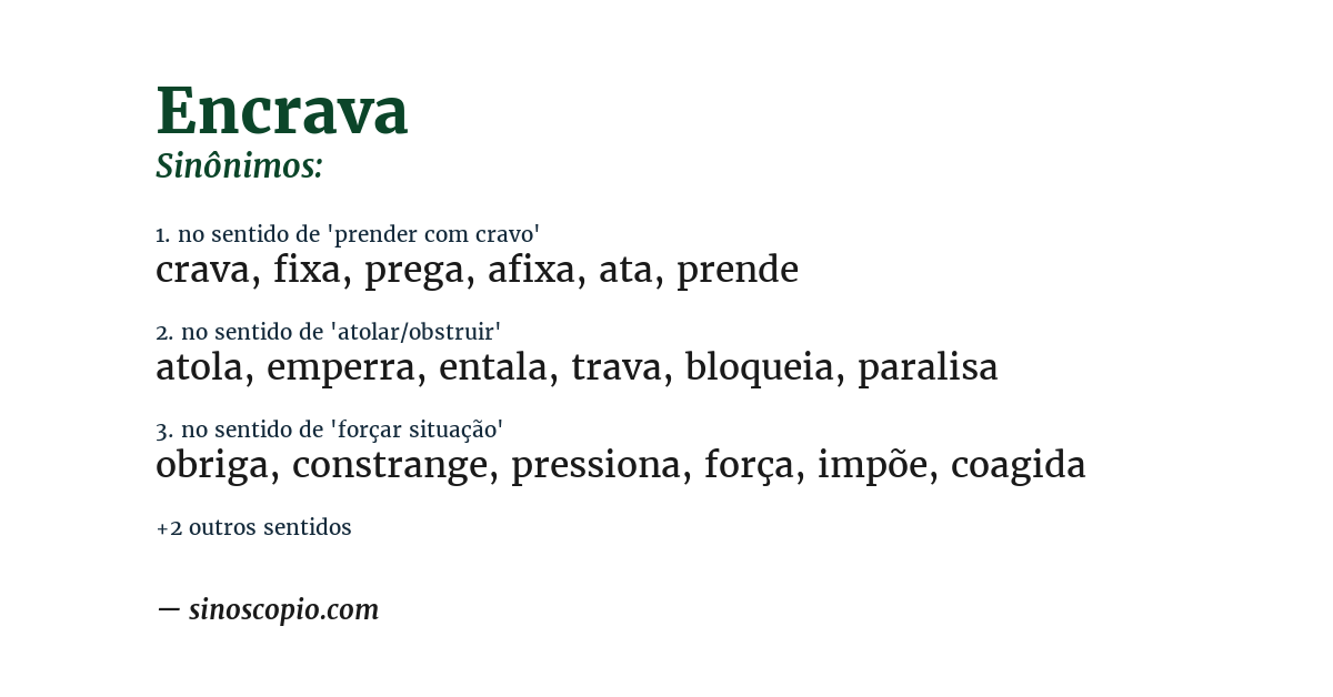 Sinônimo de encrava