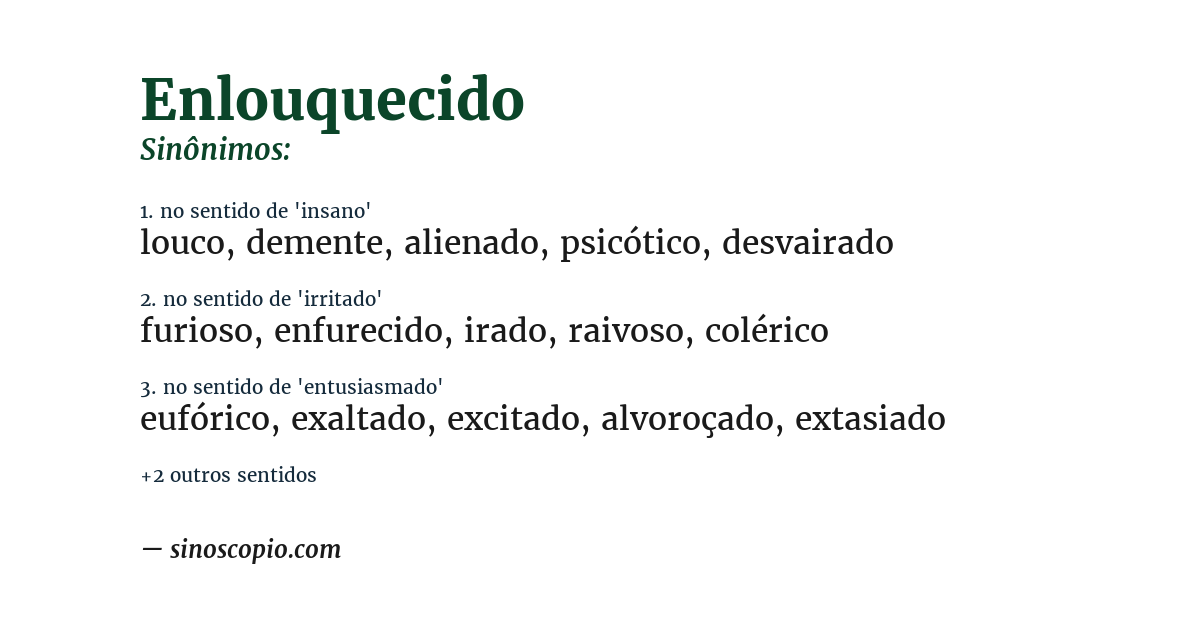 Sinônimo de enlouquecido