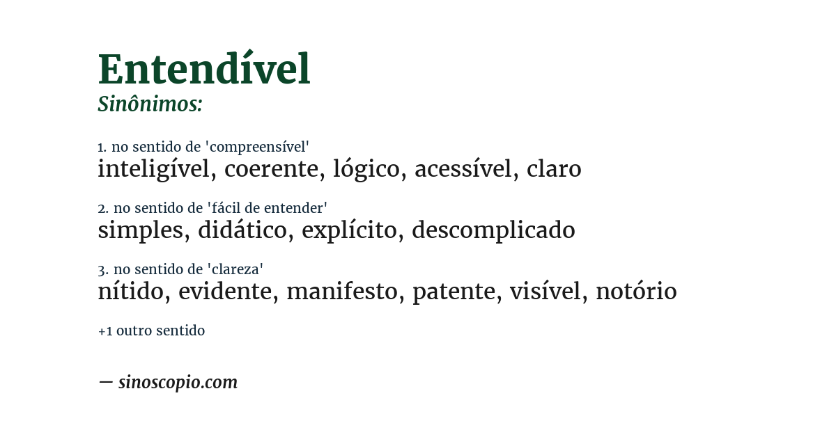 Sinônimo de entendível